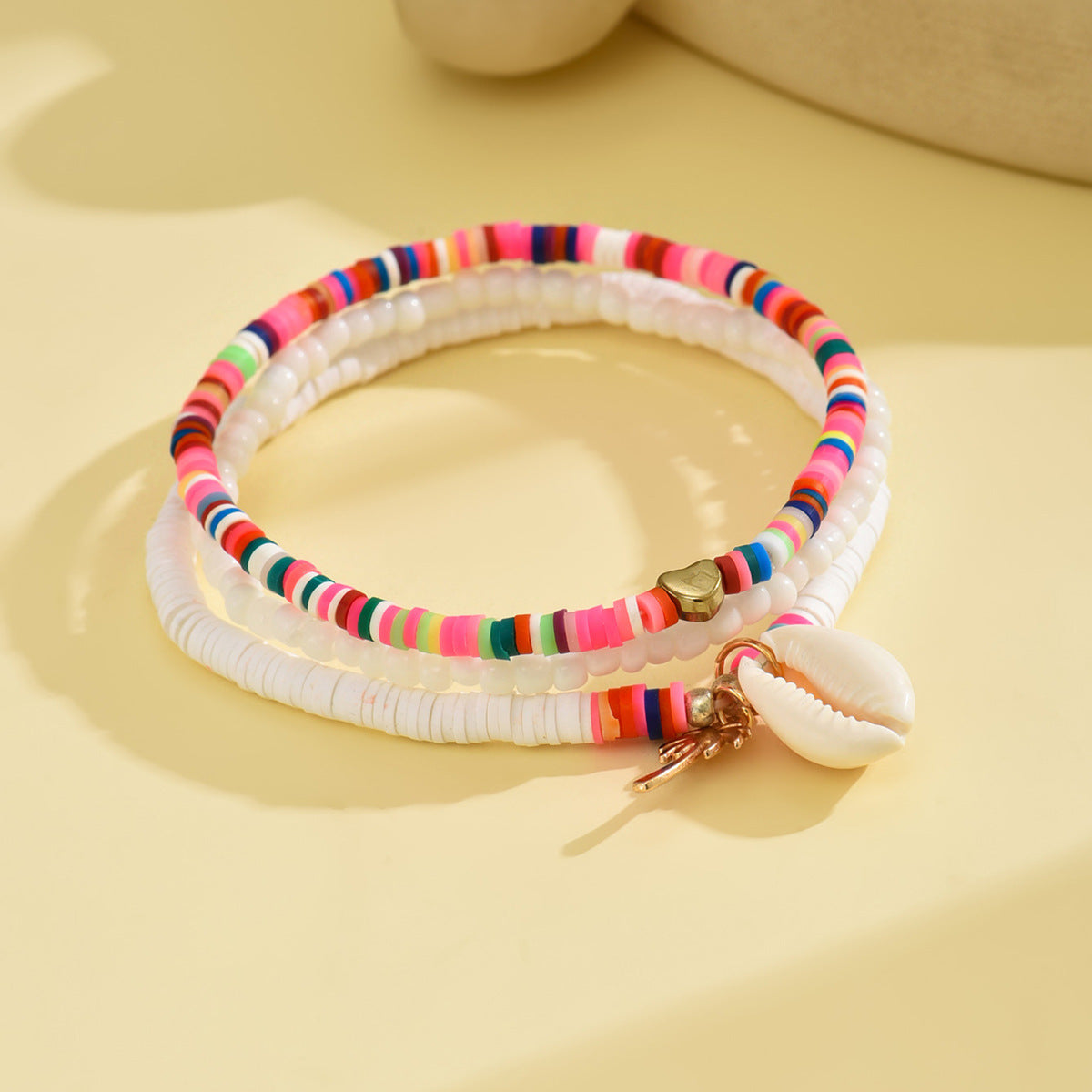 Wholesale Holiday Style Rice Pearl Conch Devil' s Eye Anklet Bracelet
